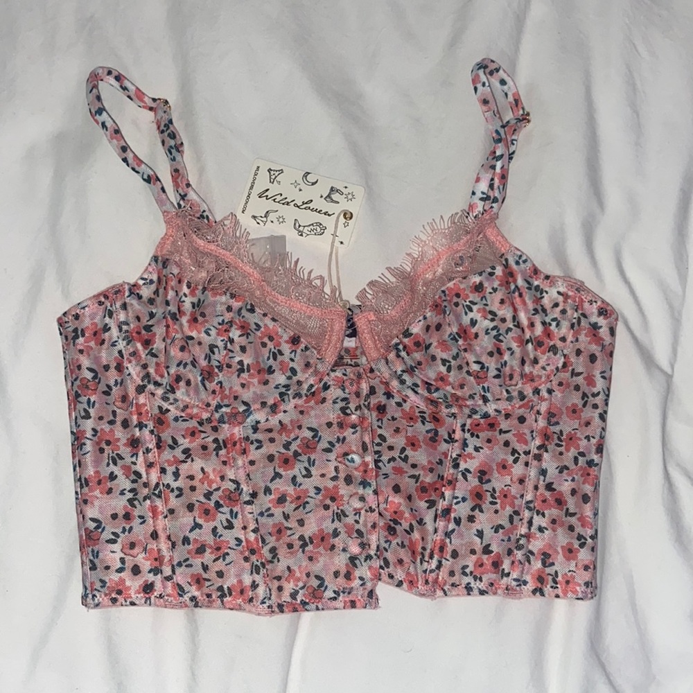 Cropped Floral Longline Bra Top